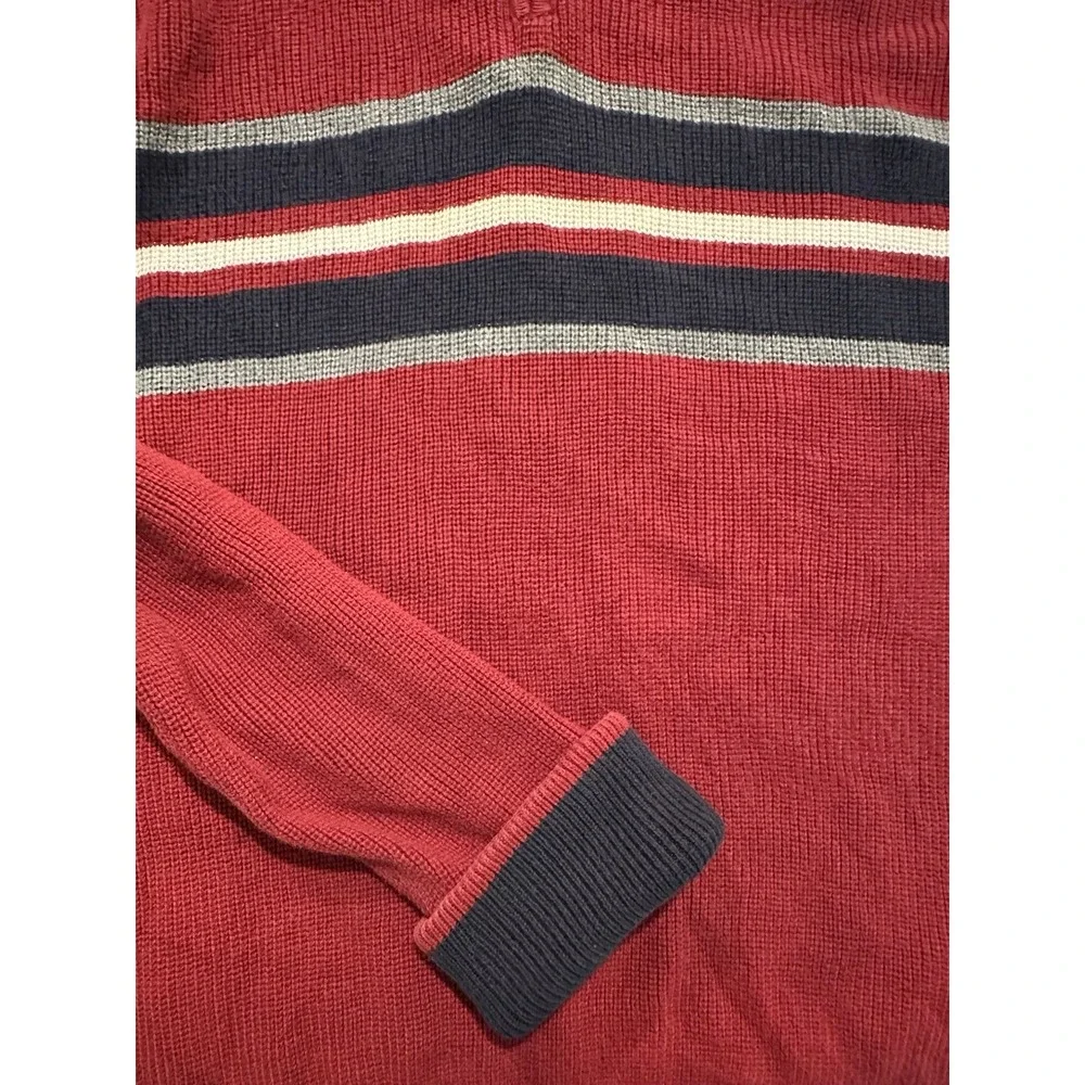 Eddie Bauer 1/4 Zip Knit 100% Cotton Pullover Sweater Men's‎ Size Large Dark Red